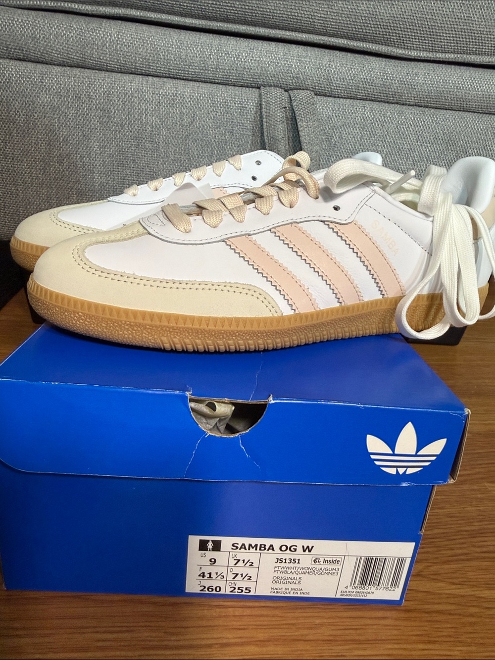 adidas Samba OG W White with Beige & Light Pink Accent Sneakers